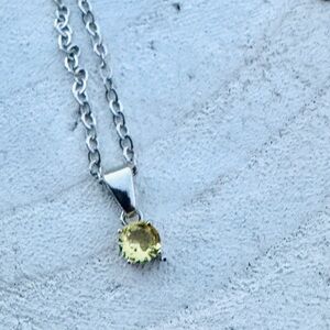 EFFY yellow citrine necklace CZ silver plated PENDANT CHAIN EFFY minimalist gem